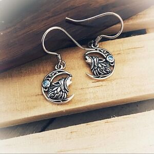 Wolf Moon Sterling Blue Crystal CZ Earrings